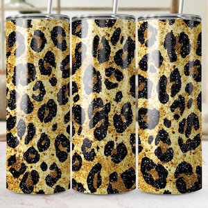 Glitter Leopard Print Tumbler Wrap PNG: Sublimationsdesign (Digitaler Download)