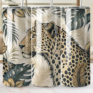 Tiger Tumbler Wrap PNG: Tropical Jungle Cat Design (Digital Download)