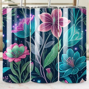 Watercolor Floral Tumbler Wrap: Seamless Botanical Design (Digital Download)