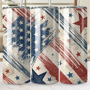 Patrischer USA Flagge Tumbler Wrap PNG, Amerikanische Flagge Digital Tumbler Wrap, 4. Juli Tumbler Wrap, Sterne und Streifen Design