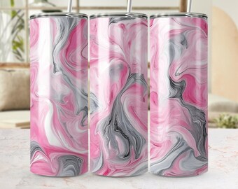 Pink Marble Tumbler Wrap: Abstract Swirl Design (Digital Download)