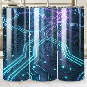 Tech Circuit Board Tumbler Wrap Png, Digital Download 20oz Skinny Tumbler Design, Nerdy Sci-Fi Tumbler Wrap Png, Instant Download
