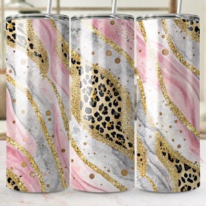 Leopard Marble Tumbler Wrap: Gold Glitter Design (Digital Download)