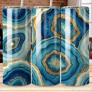 Blue Agate Geode Tumbler Wrap: Seamless 20oz Skinny Design (Digital Download)