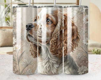 Cocker Spaniel Tumbler Wrap: Floral Dog Lover Gift (Digital Download)
