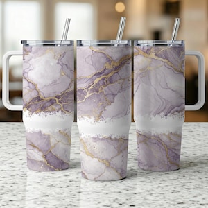 Purple Gold Marble Tumbler Wrap Png, Abstract Design, 20 Oz Skinny Tumbler, Digital Download, Full Tumbler Template, Sublimation Designs