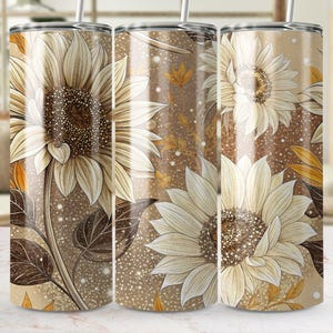 Sunflower Tumbler Wrap Png, Floral Tumbler Design, 20 Oz Skinny Tumbler, Fall Tumbler Wrap, Digital Download, Sublimation Design