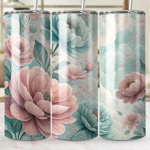 Watercolor Floral Tumbler Wrap: Seamless Flower Design (PNG Digital Download)