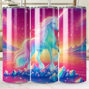 Unicorn Tumbler Wrap Png, Seamless Magical Design, Fantasy Tumbler Design, Galaxy Background, Instant Download, Glitter Effect, Cup Design