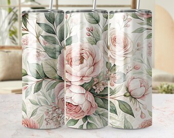 牡丹タンブラーラップ：春の花柄デザイン（デジタルダウンロード）