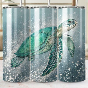 Sea Turtle Tumbler Wrap: Ocean Life Sublimation Design (20 Oz Skinny Tumbler, Digital Download)