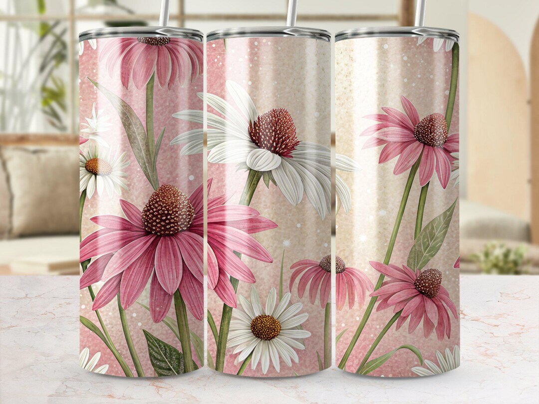 Floral Tumbler Wrap PNG: Seamless Pink Flower Design (digital Download ...