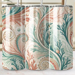 Coral Reef Tumbler Wrap PNG, Ocean Life Design, Digital Download, Sublimation Design, Seaweed Art, Sea Shells, Aquatic Theme