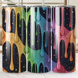 Rainbow Drip Tumbler Wrap PNG: 20oz Skinny Tumbler Sublimation (Digital File)