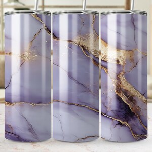 Purple Gold Marble Tumbler Wrap Png, Abstract Tumbler Design, Elegant Glitter Tumbler Skin, Full Tumbler Wrap, Sublimation, Digital Download