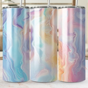Pastel Marble Tumbler Wrap: Watercolor Swirl Sublimation Design (PNG Digital Download)