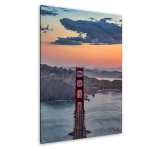 Stampa del Golden Gate Bridge: vista sulla baia di San Francisco, arte murale verticale