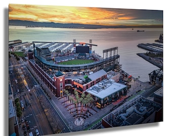 Impresión del estadio de los Gigantes de San Francisco: Oracle Park, arte mural con paisaje urbano