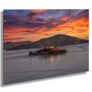 Alcatraz Island Sunset. Dramatic sunset over Alcatraz in the San Francisco Bay. San Francisco Cityscape, San Francisco Landmark