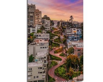 Impresión fotográfica de Lombard Street, San Francisco al amanecer (decoración de pared para el hogar)