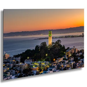 San Francisco Coit Tower Sunrise Art Print: Bay View Canvas or Acrylic