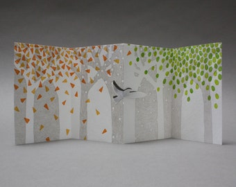 Seasons Change - Accordion-fold Limited Edition Print with Pop-up Bird