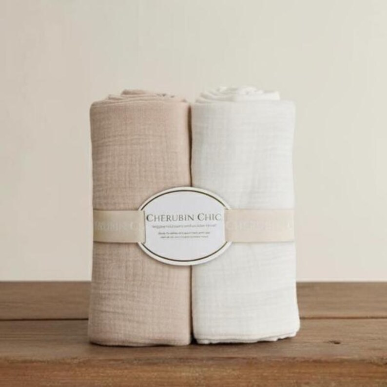 Vintage Baby Swaddle Muslin Blanket Lightweight Cotton Infant Wrap Breathable Fabric Natural Texture Soft Comfort Neutral Nursery Essential image 14