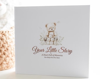 Vintage Baby Book Baby Shower Gift Idea Keepsake Album Photo Storage for Infant Milestone Diary Memory Journal Gender Neutral Nursery