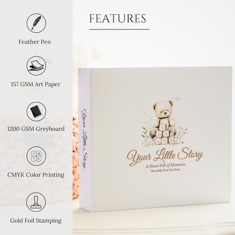 Milestone Tracker Book Baby First Year Documentation Handmade Memory Journal Keepsake Album Pregnancy Record Keeper Newborn Growth Chart Special Moments Collection Vintage Style Scrapbook Baby Shower Gift Idea Gender Neutral Design Family