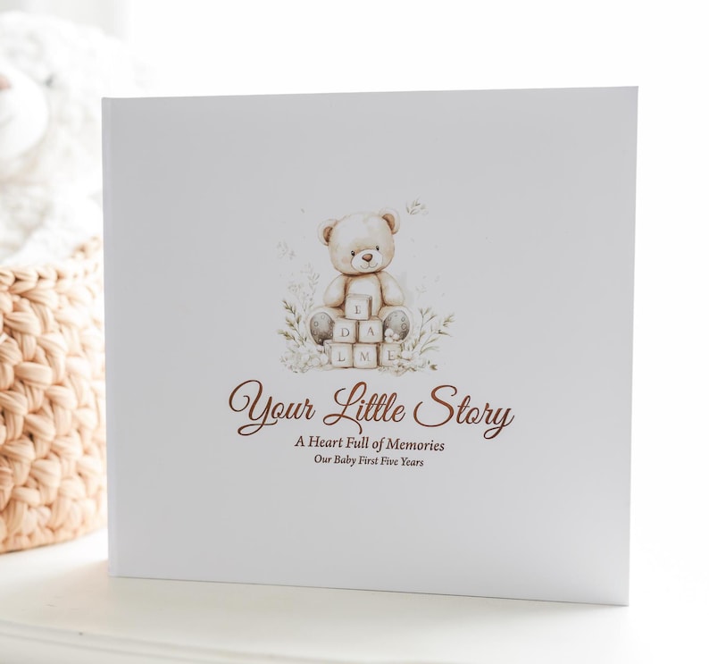 Baby Memory Book Handmade Keepsake Journal Vintage Scrapbook Milestone Tracker First Year Pregnancy Documentation Family Memories Newborn image 12