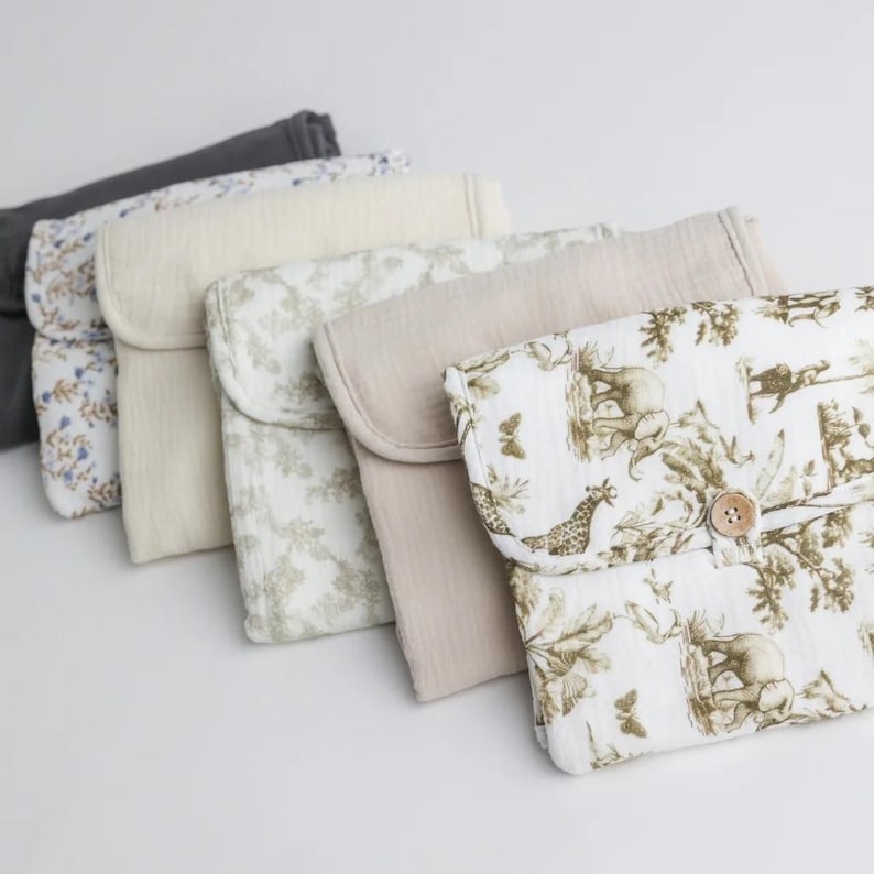 Soft Muslin Changing Pad Portable Diaper Mat Baby Changing Station Waterproof Travel Essential Organic Material Construction Lightweight Foldable Design Vintage Floral Pattern Gender Neutral Style Modern Parents Helper Compact Storage