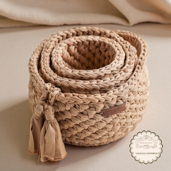 Handmade Cotton Rope Basket Set: Nursery Storage Bins With Tassels
