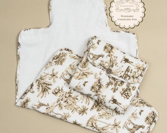 Muslin Changing Pad Travel Essential Baby Gift Safari Theme Nursery Accessory Diaper Mat Waterproof Backing Portable Design Organic Cotton