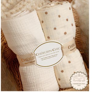Vintage Baby Swaddle Muslin Blanket Lightweight Cotton Infant Wrap Breathable Fabric Natural Texture Soft Comfort Neutral Nursery Essential image 17