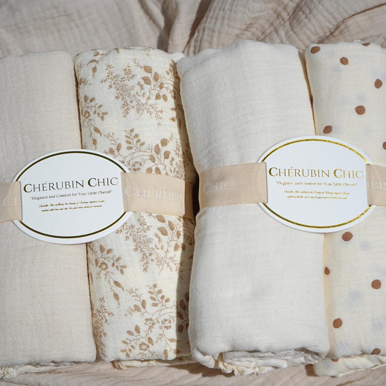 Vintage Muslin Swaddle Blanket Lightweight Cotton Wrap Newborn Baby Shower Gift Neutral Nursery Essential Item Summer Infant Breathable image 9