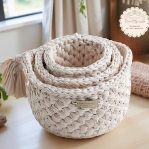 Cotton Storage Basket Storage Solution for Nursery Textile Box Storage Set Baby Organizer Home Decor Basket Collection Storage Bin Bathroom