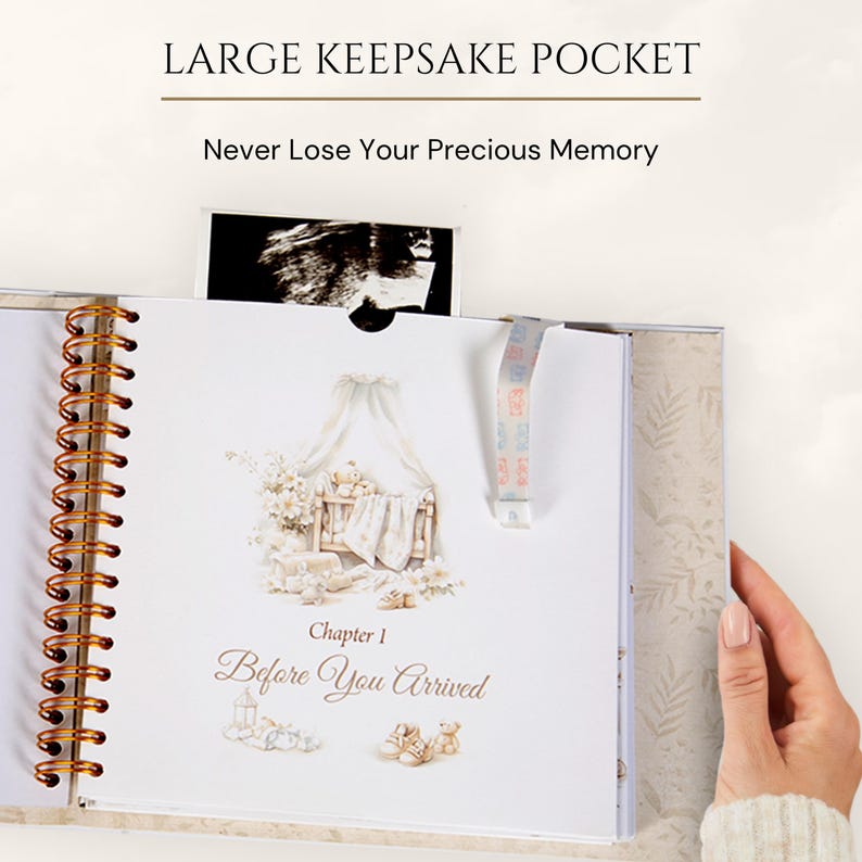 Family Memories Collection Baby Memory Book Handmade Keepsake Journal Vintage Style Scrapbook Milestone Documentation Pregnancy Journey Record First Year Tracker Newborn Gift Idea Baby Shower Present Gender Neutral Design Special Moments