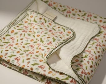 Biologische mousseline deken baby wrap katoenen swaddle pasgeboren cadeau kerstcadeau vakantie essentieel kinderdagverblijf beddengoed roze bloemen toile ontwerp