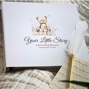 Libro de recuerdos para bebés: diario para el primer año de vida, registro de hitos, álbum de fotos. Regalo de la tía. Idea de regalo para baby shower.