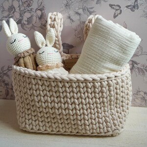 Gebreide opberger voor wieg Kwekerij opbergoplossing Handgemaakte babycaddy Luieraankleedkussen Accessoire Nachtkastje Essentiële houder Ophangmand afbeelding 10