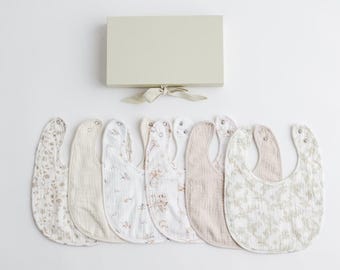 Organic Baby Bib Soft Muslin Bandana Set Newborn Essential Gift Stylish Clothes Accessory Cotton Infant Drool Protection Triple Layer