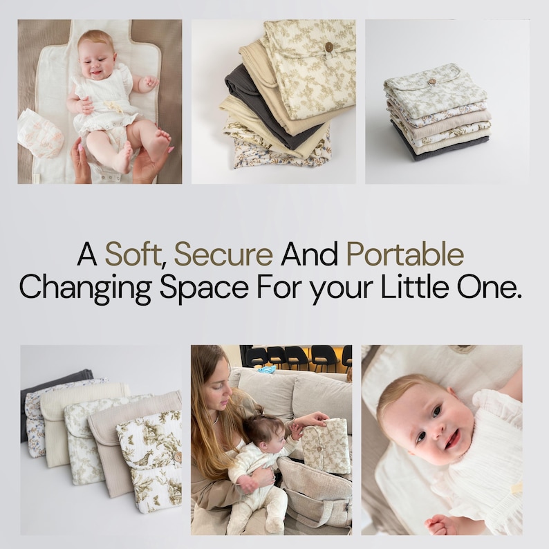 Portable Changing Pad Diaper Mat Baby Changing Station Portable Travel Pad Waterproof Muslin Organic Material Lightweight Design Floral image 10