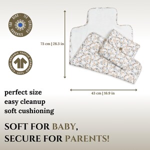 Portable Changing Pad Diaper Mat Baby Changing Station Portable Travel Pad Waterproof Muslin Organic Material Lightweight Design Floral image 8