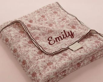 Biologische babydeken mousseline wikkeldoek babykamer katoenen plaid roze toile vintage design rozenpatroon gepersonaliseerd groot materiaal beddengoed