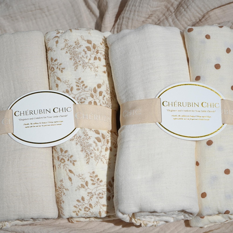 Vintage Baby Swaddle Muslin Blanket Lightweight Cotton Infant Wrap Breathable Fabric Natural Texture Soft Comfort Neutral Nursery Essential image 10