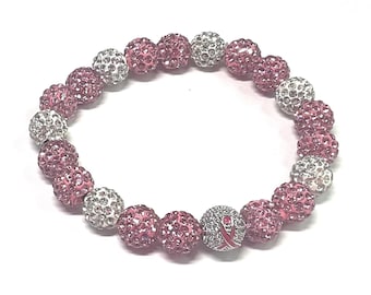 Breast Cancer Awareness Beaded Bracelet