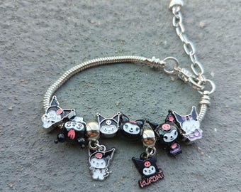 Bracciale Kuromi Charms / Pandora, Hello Kitty, Hellokitty, Sanrio, Kuromi, MyMelody, Kawaii, Regali per lei, Fidanzata, Accessori, Gioielli