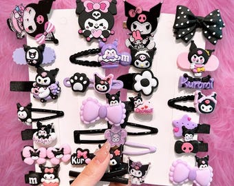 Kuromi Hair Clips | Hello Kitty, Sanrio, Cute, Hairclip, Aesthetic, y2k, Kawaii, Girlfriend, Daughter, Accessories, Girly, Hair Pin, Merch