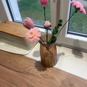 Bouquet de fleurs en fils, chenille fait main