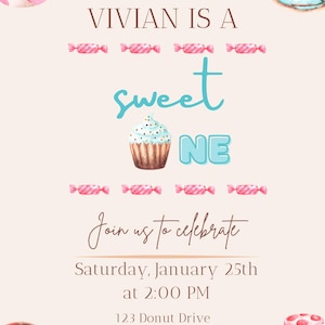 EDITABLE Sweet ONE birthday invitation